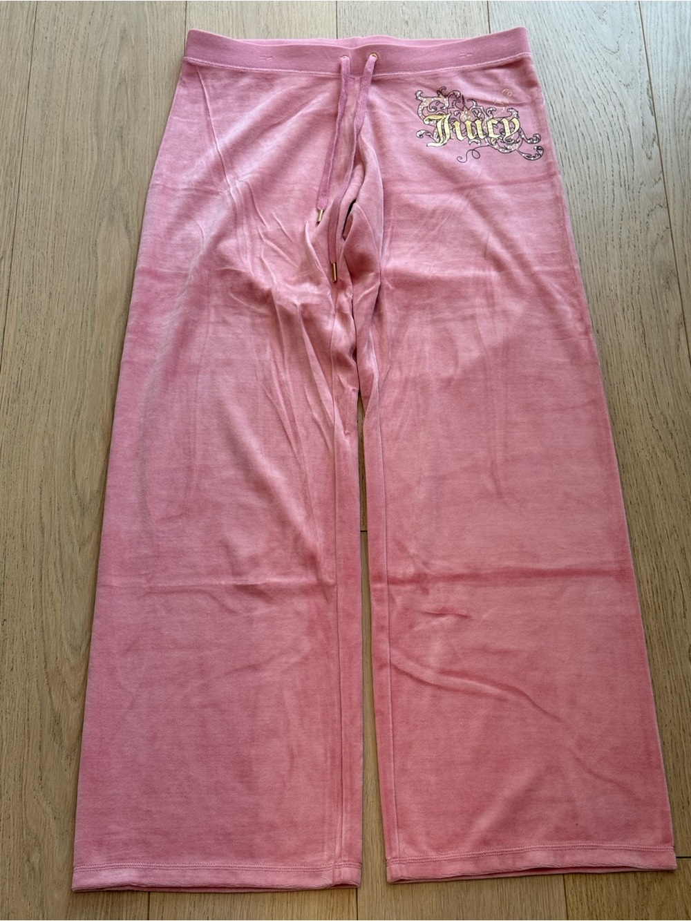 BNWOT Rare Juicy Couture Original Era Blush Pink Velour Pants L Rhinestone